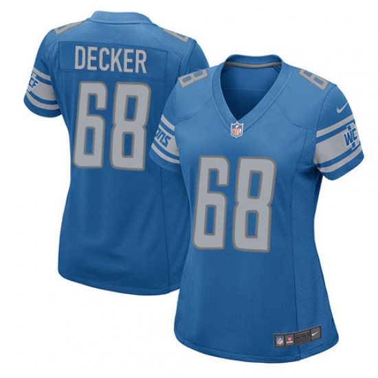 Women's Nike Detroit Lions 68 Taylor Decker Game Light Blue Team Color NFL Jersey