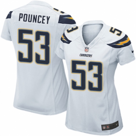 Women's Nike Los Angeles Chargers 53 Mike Pouncey Game White NFL Jersey
