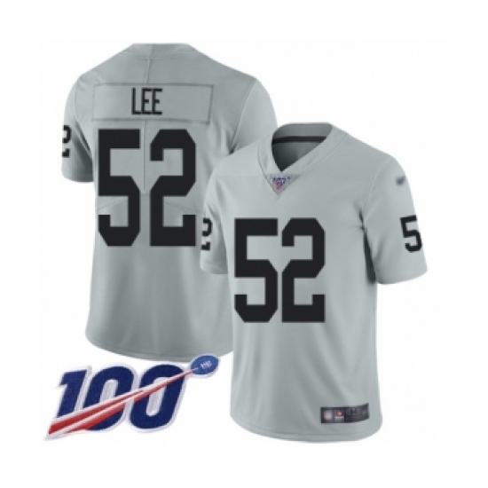 Men's Oakland Raiders 52 Marquel Lee Limited Silver Inverted Legend 100th Season Football Jersey