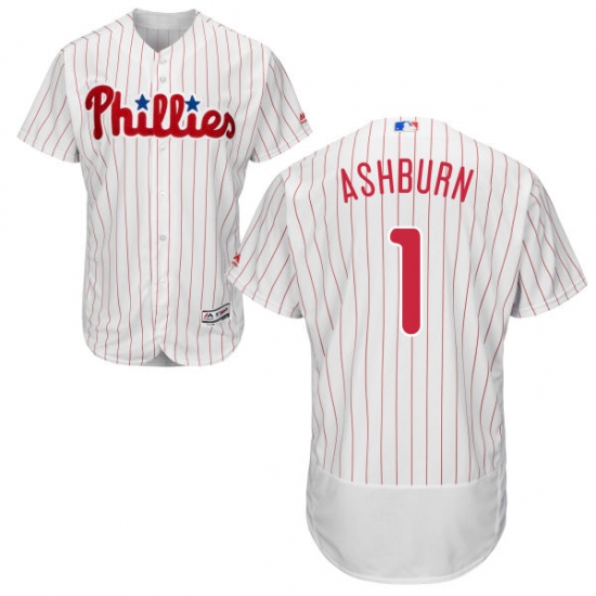 Men's Majestic Philadelphia Phillies 1 Richie Ashburn White Home Flex Base Authentic Collection MLB Jersey