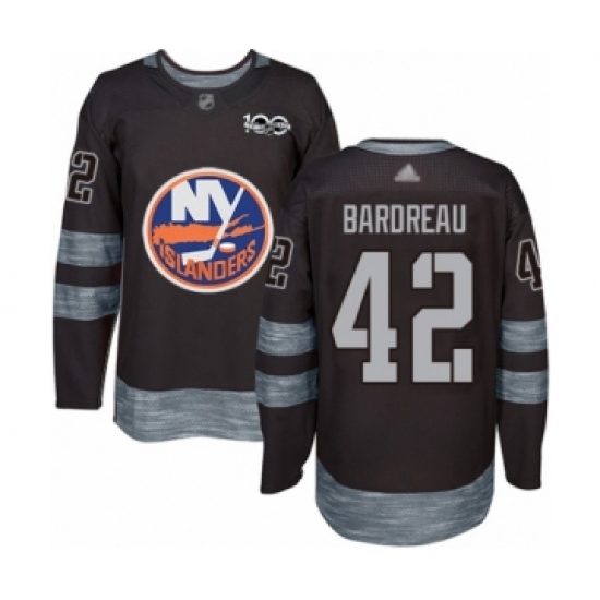 Men's New York Islanders 42 Cole Bardreau Authentic Black 1917-2017 100th Anniversary Hockey Jersey