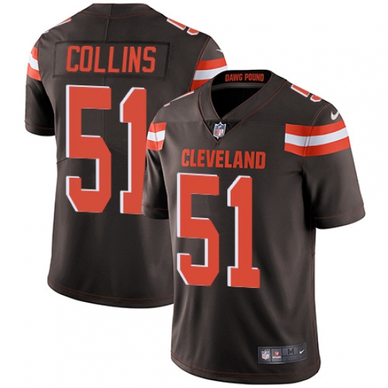 Men's Nike Cleveland Browns 51 Jamie Collins Brown Team Color Vapor Untouchable Limited Player NFL Jersey