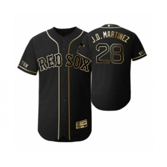 Men's 2019 Golden Edition Boston Red Sox Black 28 J.D. Martinez Flex Base Jersey