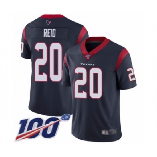 Men's Houston Texans 20 Justin Reid Navy Blue Team Color Vapor Untouchable Limited Player 100th Season Football Jersey