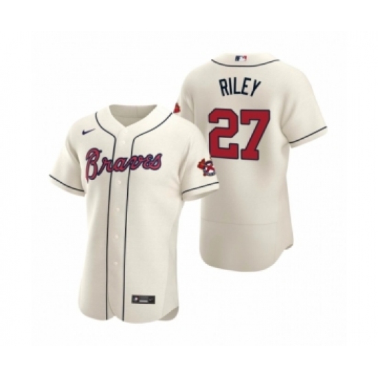 Men's Atlanta Braves 27 Austin Riley Nike Cream Authentic 2020 Alternate Jersey