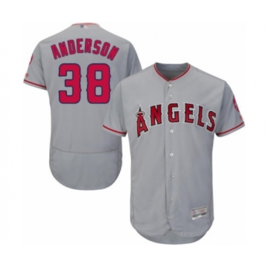 Men's Los Angeles Angels of Anaheim 38 Justin Anderson Grey Road Flex Base Authentic Collection Baseball Player Jersey