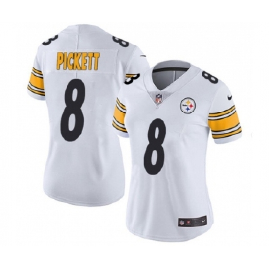 Women's Pittsburgh Steelers 8 Kenny Pickett White Vapor Untouchable Limited Stitched Jersey(Run Small)