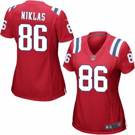 Women's Nike New England Patriots 86 Troy Niklas Game Red Alternate NFL Jersey