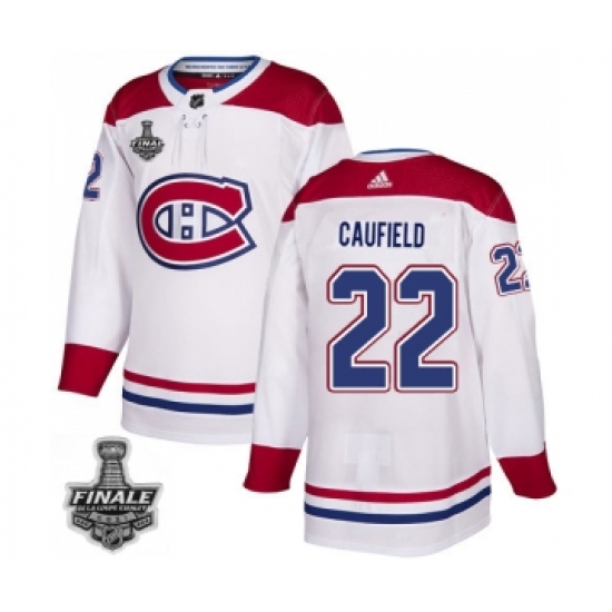 Men's Adidas Canadiens 22 Cole Caufield White Road Authentic 2021 Stanley Cup Jersey