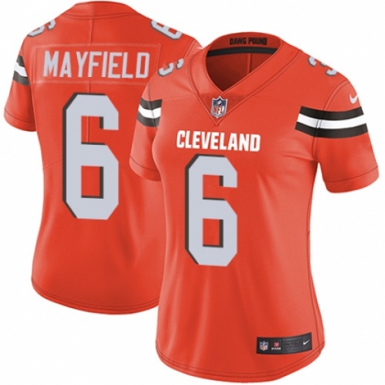 Women's Nike Cleveland Browns 6 Baker Mayfield Orange Alternate Vapor Untouchable Limited Player NFL Jersey