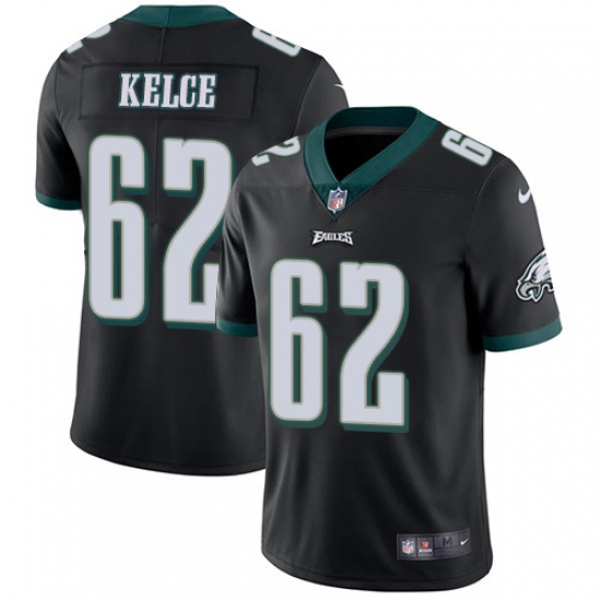 Men's Nike Philadelphia Eagles 62 Jason Kelce Black Alternate Vapor Untouchable Limited Player NFL Jersey