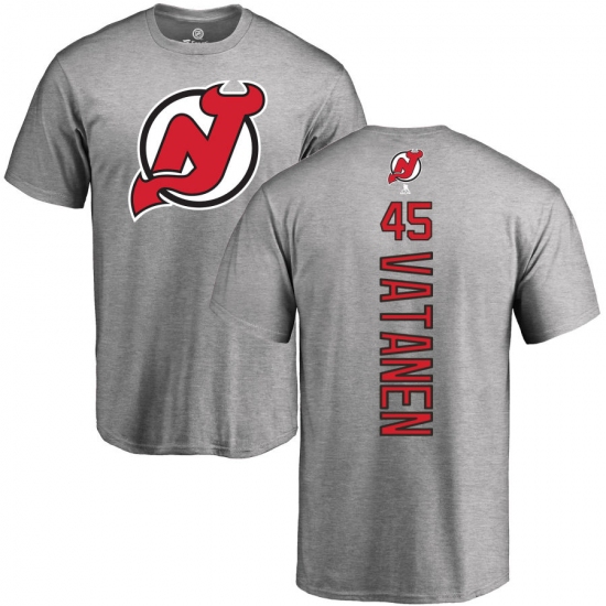 NHL Adidas New Jersey Devils 45 Sami Vatanen Ash Backer T-Shirt