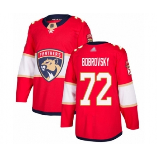 Men's Florida Panthers 72 Sergei Bobrovsky Authentic Red Home Hockey Jersey