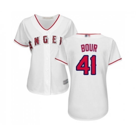 Women's Los Angeles Angels of Anaheim 41 Justin Bour Replica White Home Cool Base Baseball Jersey