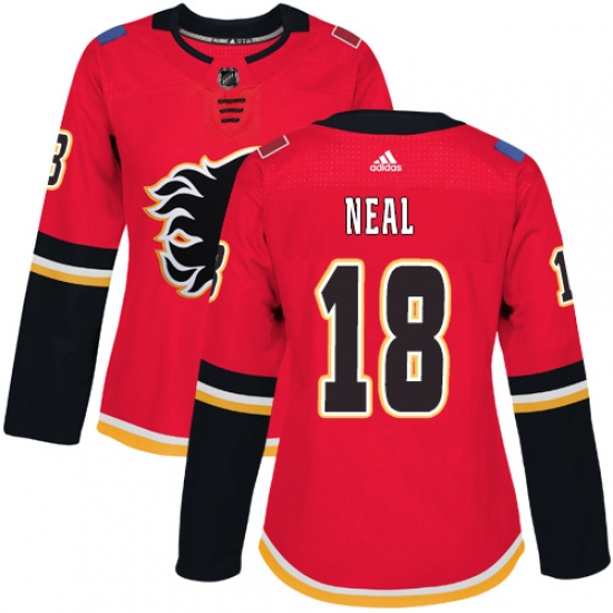 Women's Adidas Calgary Flames 18 James Neal Red Home Authentic Stitched NHL Jersey