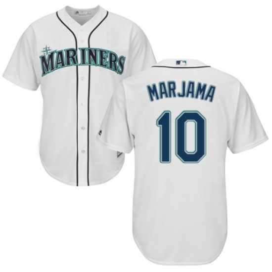 Youth Majestic Seattle Mariners 10 Mike Marjama Authentic White Home Cool Base MLB Jersey