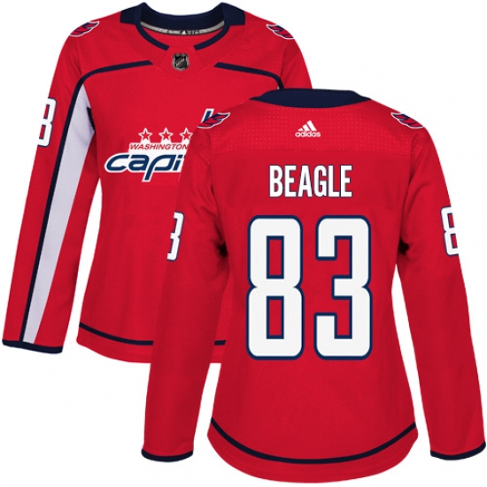 Women's Adidas Washington Capitals 83 Jay Beagle Authentic Red Home NHL Jersey