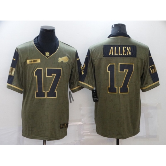 Men's Buffalo Bills 17 Josh Allen Nike Gold 2021 Salute To Service Limited Player Jersey