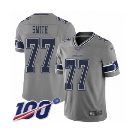 Youth Dallas Cowboys 77 Tyron Smith Limited Gray Inverted Legend 100th Season Football Jersey