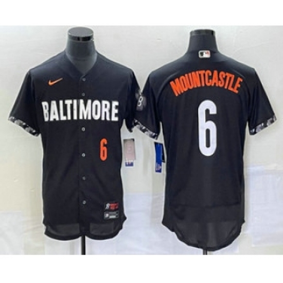 Men's Baltimore Orioles 6 Ryan Mountcastle Number Black 2023 City Connect Flex Base Stitched Jersey2