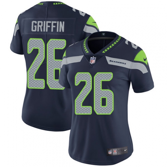 Women's Nike Seattle Seahawks 26 Shaquill Griffin Steel Blue Team Color Vapor Untouchable Limited Player NFL Jersey