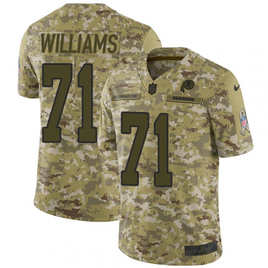 Men's Nike Washington Redskins 71 Trent Williams Burgundy Limited Camo 2018 Salute to Service NFL Jersey