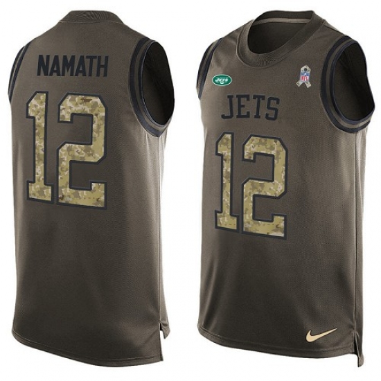 Men's Nike New York Jets 12 Joe Namath Limited Green Salute to Service Tank Top NFL Jersey