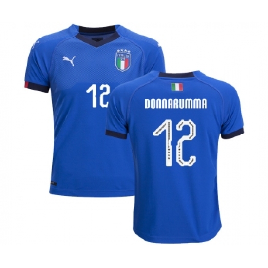 Italy 12 Donnarumma Home Kid Soccer Country Jersey