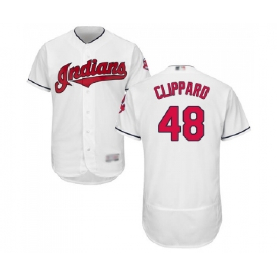 Men's Cleveland Indians 48 Tyler Clippard White Home Flex Base Authentic Collection Baseball Jersey
