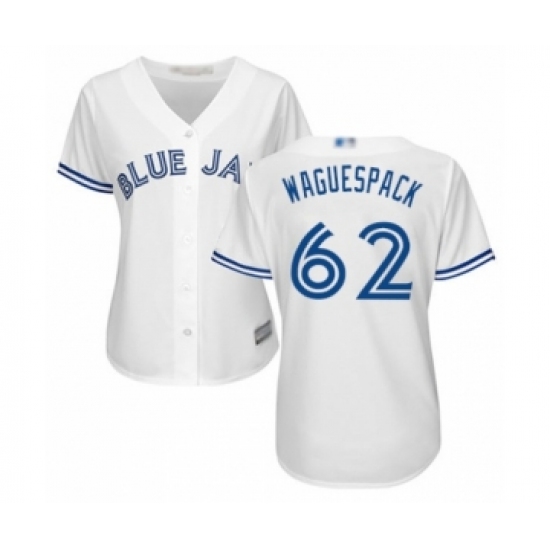 Women's Toronto Blue Jays 62 Jacob Waguespack Authentic White Home Baseball Player Jersey