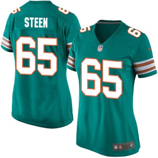Women's Nike Miami Dolphins 65 Anthony Steen Game Aqua Green Alternate NFL Jersey