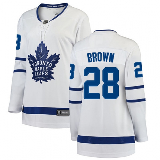 Women's Toronto Maple Leafs 28 Connor Brown Authentic White Away Fanatics Branded Breakaway NHL Jersey