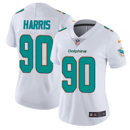 Women's Nike Miami Dolphins 90 Charles Harris Elite White NFL Jersey