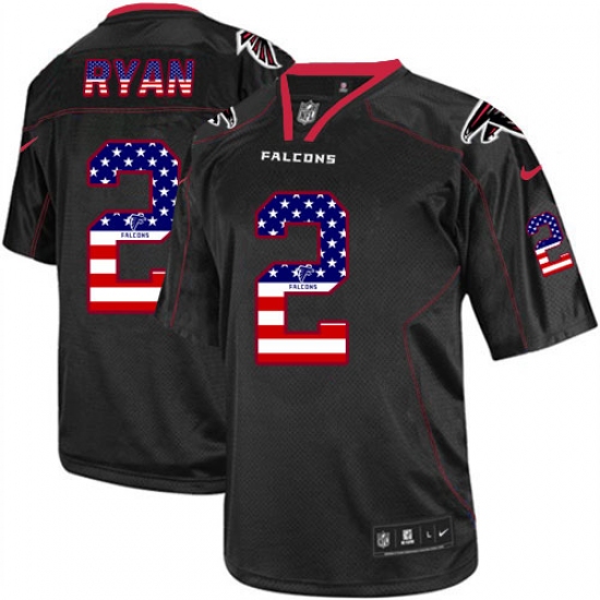 Men's Nike Atlanta Falcons 2 Matt Ryan Elite Black USA Flag Fashion NFL Jersey