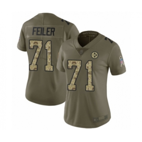 Women's Pittsburgh Steelers 71 Matt Feiler Limited Olive Camo 2017 Salute to Service Football Jersey