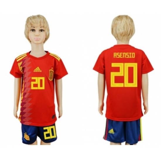 Spain 20 Asensio Red Home Kid Soccer Country Jersey