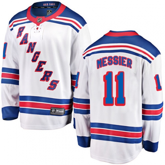 Men's New York Rangers 11 Mark Messier Fanatics Branded White Away Breakaway NHL Jersey