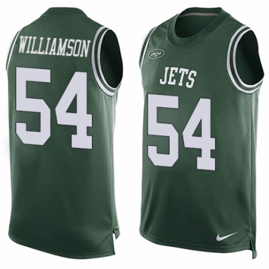 Men's Nike New York Jets 54 Avery Williamson Limited Green Player Name & Number Tank Top NFL Jersey