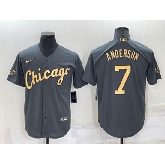 Men's Chicago White Sox 7 Tim Anderson Grey 2022 All Star Stitched Cool Base Nike Jersey