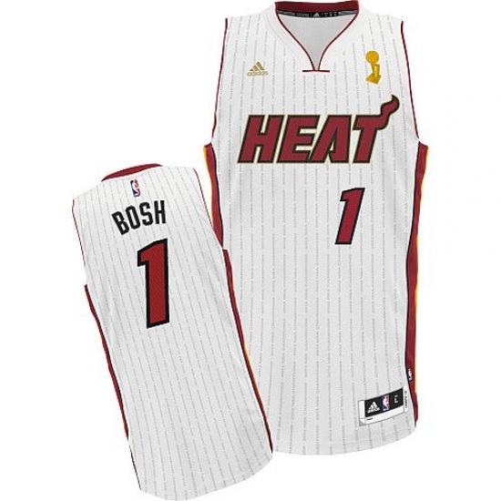 Men's Adidas Miami Heat 1 Chris Bosh Swingman White Championship Ring Ceremony NBA Jersey