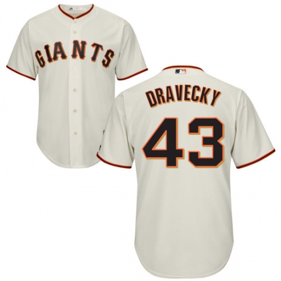 Men's Majestic San Francisco Giants 43 Dave Dravecky Replica Cream Home Cool Base MLB Jersey
