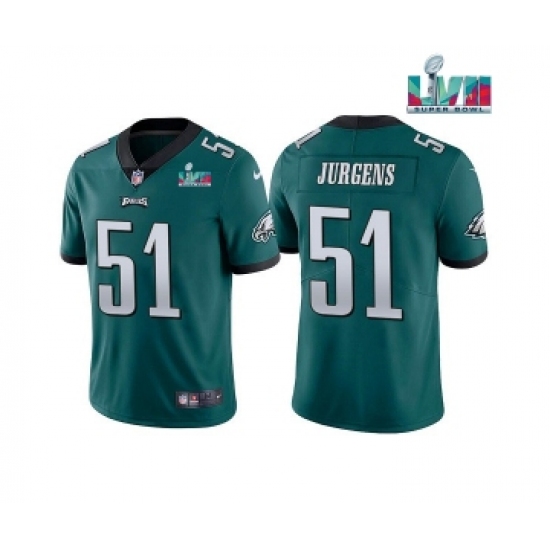 Men's Philadelphia Eagles 51 Cam Jurgens Green Super Bowl LVII Vapor Untouchable Limited Stitched Jersey