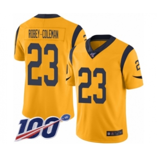 Men's Los Angeles Rams 23 Nickell Robey-Coleman Limited Gold Rush Vapor Untouchable 100th Season Football Jersey