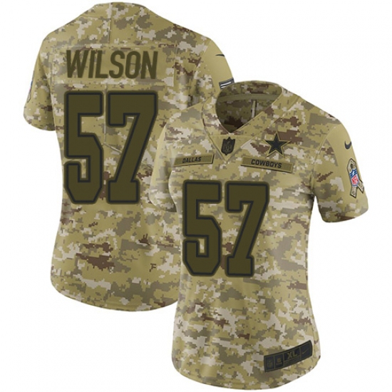 Women's Nike Dallas Cowboys 57 Damien Wilson Limited Camo 2018 Salute to Service NFL Jersey