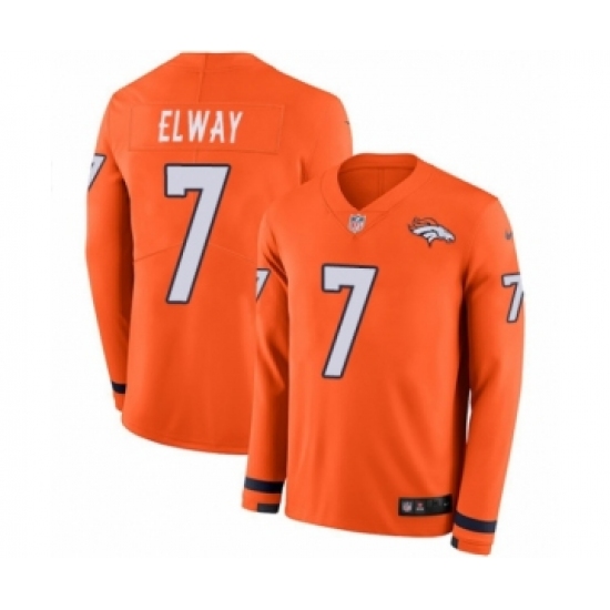 Men's Nike Denver Broncos 7 John Elway Limited Orange Therma Long Sleeve NFL Jersey