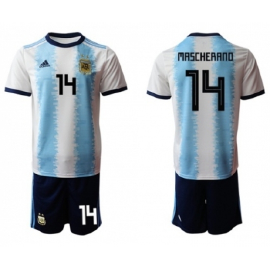 Argentina 14 Mascherano Home Soccer Country Jersey