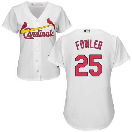 Women's Majestic St. Louis Cardinals 25 Dexter Fowler Authentic White Home Cool Base MLB Jersey
