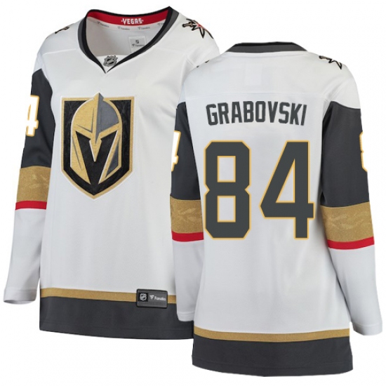 Women's Vegas Golden Knights 84 Mikhail Grabovski Authentic White Away Fanatics Branded Breakaway NHL Jersey