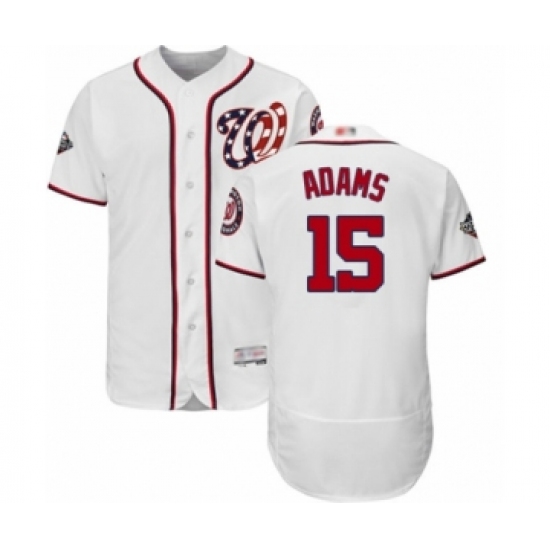 Men's Washington Nationals 15 Matt Adams White Home Flex Base Authentic Collection 2019 World Series Bound Baseball Jersey