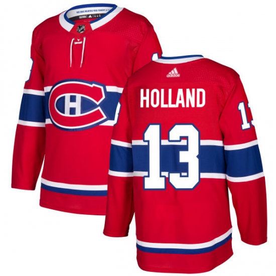 Men's Adidas Montreal Canadiens 13 Peter Holland Authentic Red Home NHL Jersey